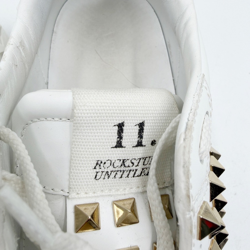 Valentino Rockstud Untitled Sneakers White Silver Studded Leather Sz 37 / 7 - Picture 4 of 12
